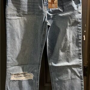 Sincerely Jules Distressed Blue Straight Leg Jeans